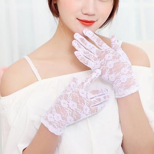 Summer Short Lace Gloves UV Protection Full Finger Gloves Outdoor Driving Gloves Prom Party Wedding Lace Gloves for Women