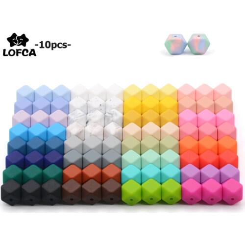 LOFCA10pcs 14mm Mini Hexagon silicone beads Baby Teether BPA Free DIY Necklace Pacifier Chain Baby Teething Care Infant