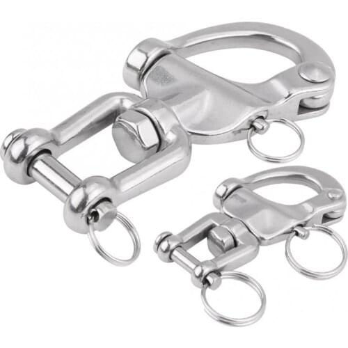 70mm/128mm 316 Stainless Steel Boat Marine Jaw Swivel Snap Shackle for Sailboat Spinnaker Halyard Accessories