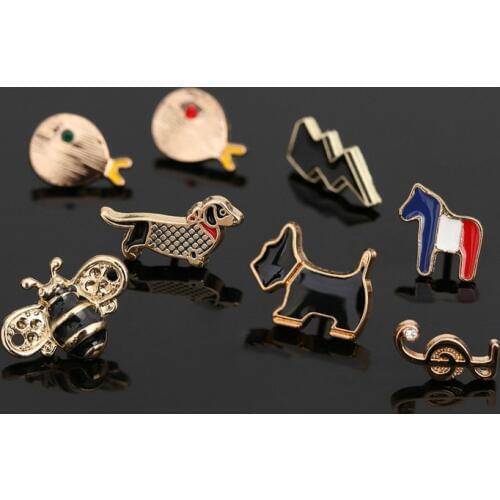 Cartoon Crown Onikame Fish Bee Brooch Puppy Color Horse Fruit Shirt Collar Small Buckle Pin Suit Lapel Pin Vintage Accessories