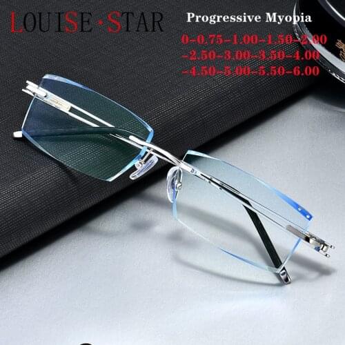 PrescriptionMirror Anti-radiation Finished Glasses Mirror Mens Fashion Office Color-ChangingSunglasses Myopia With Diopter -1.0