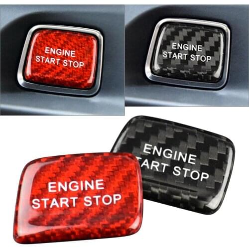 Carbon Fiber Car Engine Start Stop Button Cover Keyless Decoration Stickers For Chevrolet Camaro 2016 2017 2018 Red/Black