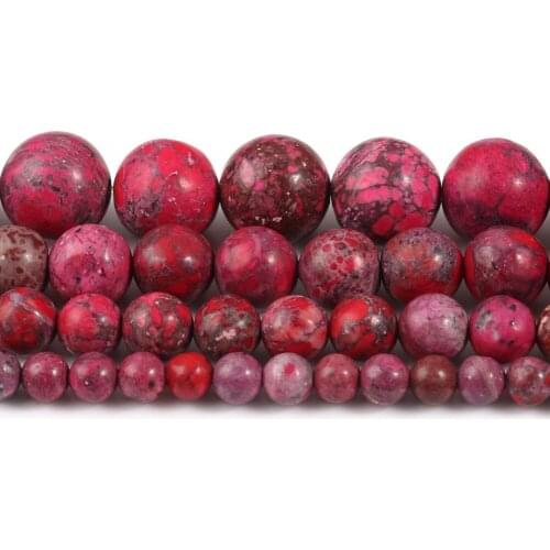 Natural Stones American Turquoises Fuchsia Howlite Loose Round Beads for Jewelry Making DIY Bracelet Accessories 15'' 4/6/8/10mm