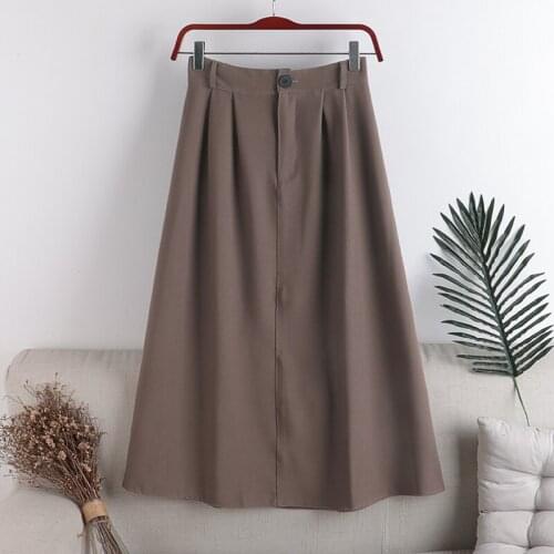 2020 New Autumn Winter Fashion High Waist Suit fabric Skirts Women Elegant Skirt Sweet Slim A-Line Skirt Female Zip waist Skirt