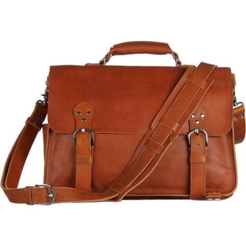 16" Mens Briefcase Cow Leather Laptop Bags 2018 Man Vintage Fashion Casual Large Capacity Brand Designer Shoulder Crossbody Bag