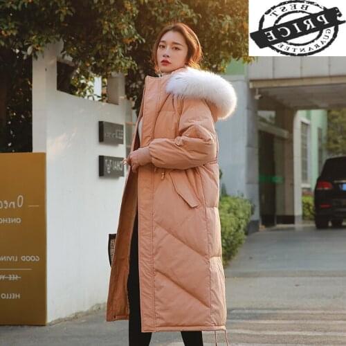 Womens Down Fashion Jacket Women Winter Real Raccoon Fur Hooded Duck Down Coat Female Korean Long Down Parka Hiver 2012