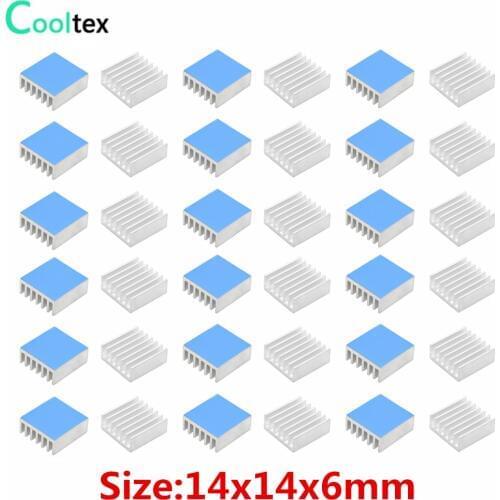 50pcs 14x14x6mm Aluminum Heatsink Heat Sink Radiator Cooling for Raspberry pi Electronic Chip IC With Thermal Conductive Tape