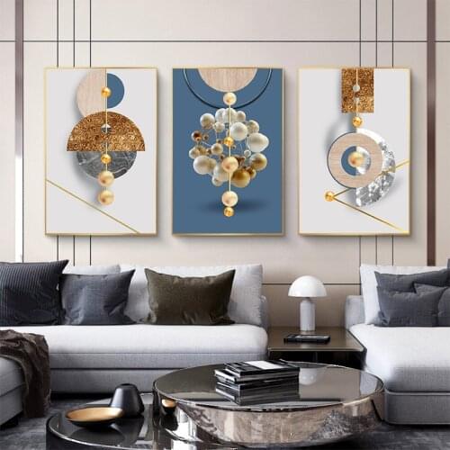 Luxury Home Decor Poster Prints Modern Abstract Geometric Stereoscopic Canvas Paintings Wall Art Picture For Living Room Cuadros