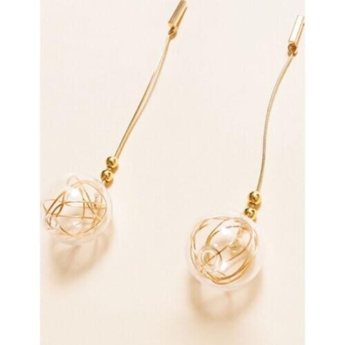 Original Bubble Long Dangle Earrings For Women 2020 Gold Tone Hand Blown Glass Ball Drop Earrings Jewelry Unique Earings Bijoux