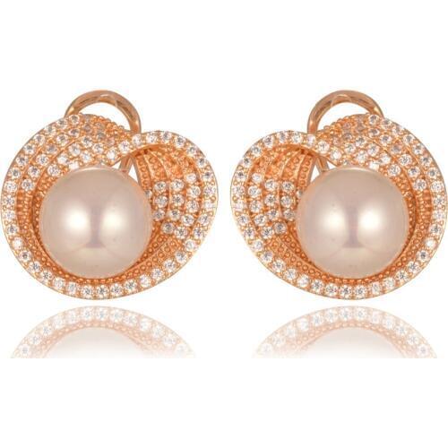 GrayBirds High Quality AAA Cubic Zirconia Earrings Shell Shape With Shell Pearl Jewelry For Office Lady QTE041P