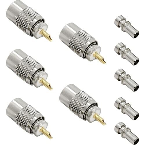 5-Piece PL-259 UHF Male Welding Connector Plug 50Ohm for RG59, RG8, RG8X, LMR-400, RG-213 Coaxial Cable