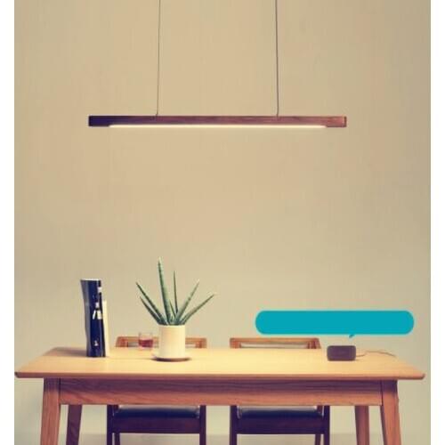 Nordic Post-modern Minimalist Long Strip Wood Pendant Light New Classical Designer Pendant Lamp for Dining Room Home Decor Foyer
