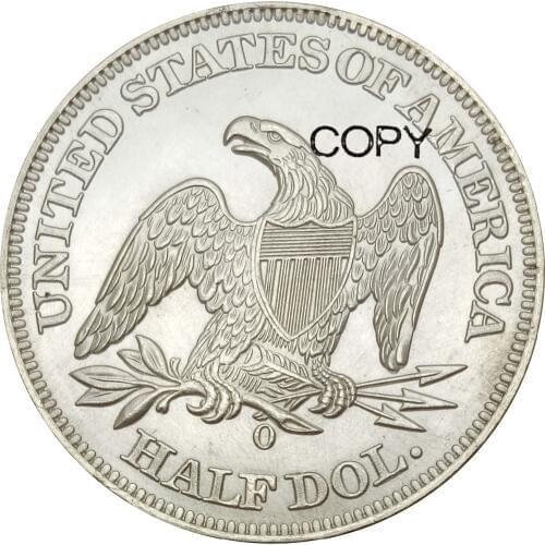 United States Liberty Seated Half Dollars No Motto Above Eagle 1862 O Brass Plated Silver Copy Coin
