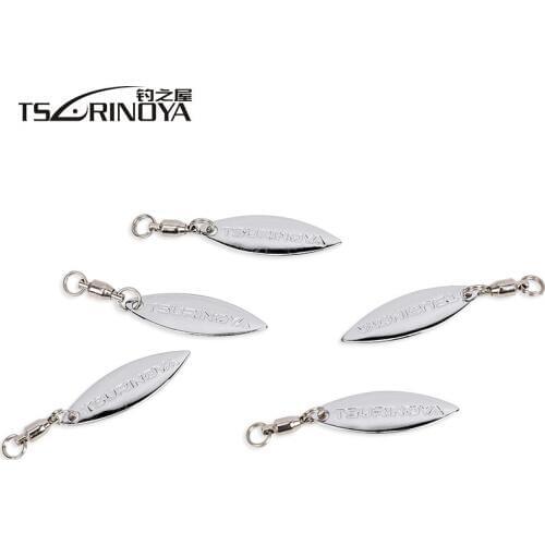 TSURINOYA 5pcs Fishing Willow Blades 0.7g/1.0g Noise Rotation Sequins Spinner with Bearing Connector DIY Baits Fishing Accessory