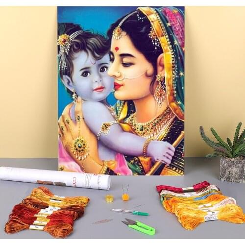 Buddha India Ganesha Printed 11CT Cross-Stitch Embroidery Patterns DMC Threads Craft Handicraft Needlework Handmade Gift