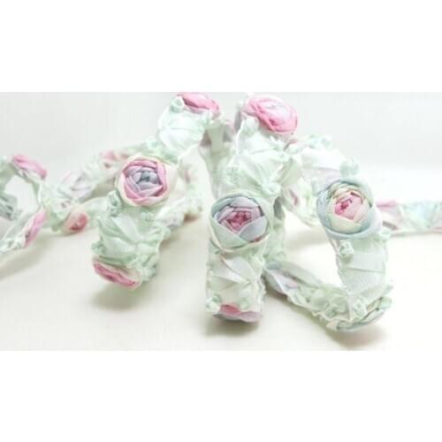 5/8 Inch Embroidered Rose Bud|Colorful Flower Ribbon Trim|Scrapbook|Doll Lace|Quilt|Sewing Couture|Supplies|Craft DIY|WR3087
