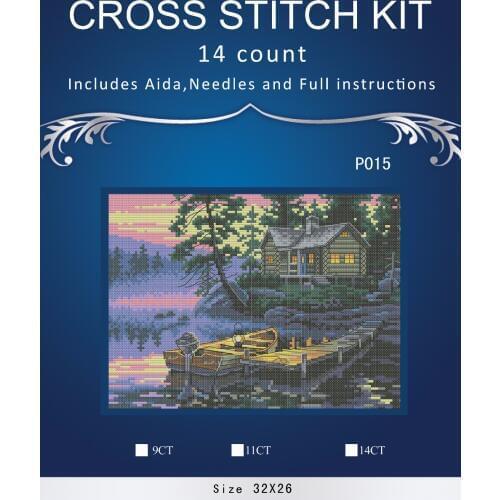 Top Quality Beautiful Lovely Counted Cross Stitch Kit Morning Lake Village Boat Vessel House Cottage Home dim 6509
