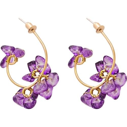 JURAN Trendy Flower Hoop Drop Earrings Summer Dress Irregular Resin Earrings Women Fashion Jewelry 2021