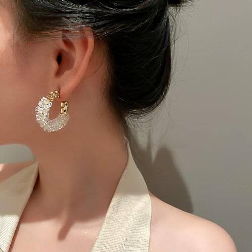 925 silver needle jewelry with fashion personality crystal winding C-shaped earrings temperament earrings for women wholesale