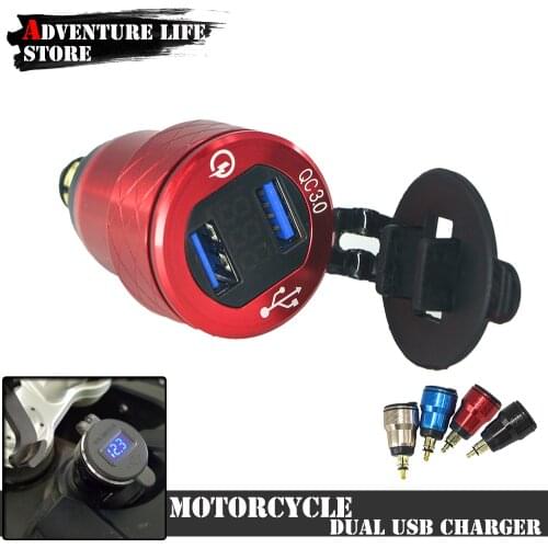 Motorcycle Quick Charge 3.0 Dual USB Charger Plug European Socket Cigarette Lighter Adapter For BMW R1250GS R1200GS F850GS 750GS