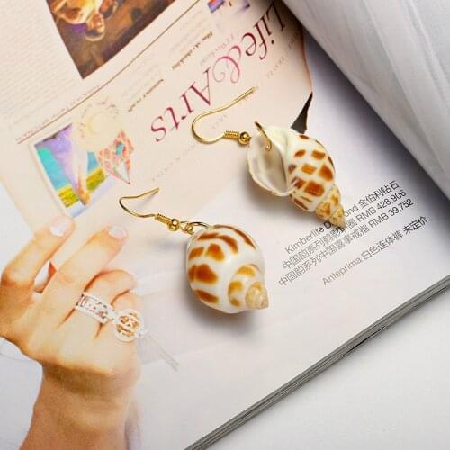 Boho Conch Shell Earring Sea Beach Shell Chain Pendant Earrings For Women Collier Femme Shell Cowrie Summer Jewelry Bohemian