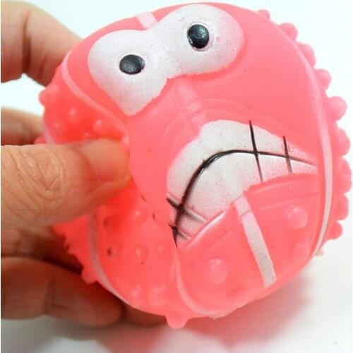 Dog Face Pet Dog Toys Interactive Rubber Chew Toys for Dogs Cats Pet Squeaky Squeaker Toys Ball Sounding Toy Dia. 7cm