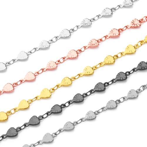 1Meter stainless steel chain 5.5 * 10MM heart-shaped corrugated finished bracelet necklace handmade Jewelry making Accessories
