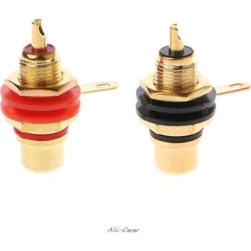 1 Pair RCA Female Socket Connector Chassis Panel Mount Adapter Audio Terminal Plug