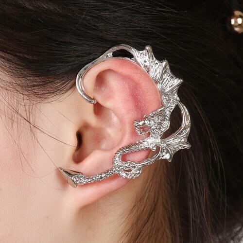 1Pc Vintage Punk Rock Dragon Cuff Earrings For Women Men Gothic Ear Wrap Retro Clip Earrings Piercing Fashion Jewelry