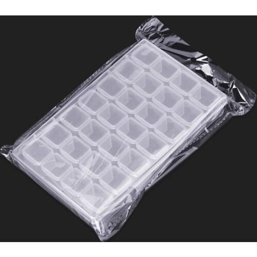 10pcs 28 Grids Empty Nail Art Decoration Storage Case Box Nail Glitter Rhinestone Crystal Beads Accessories Container Nail Tool