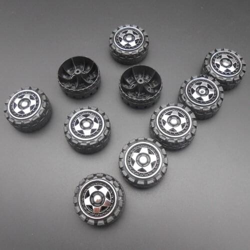 10Pcs X 352A Coarse New Plastic Toy Wheels DIY Models Black Wheel Automatic Hot Silver Dia. 35MM Aperture 2MM 1.95MM Width 14MM