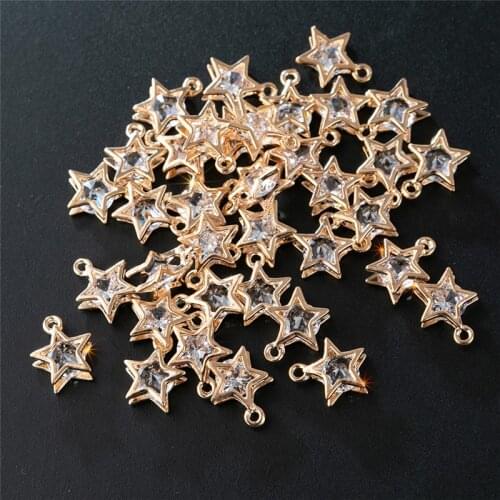 10pcs/lot Heart Round Star Shape Cz Rhinestone Charms Pendant For Jewelry Making DIY Necklace Earrings Supplies
