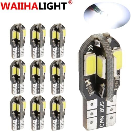 10 Pcs/Lot T10 Led Car Interior Bulb Canbus Error Free T10 White 5730 8SMD LED DC12V Car Side Wedge Light White Lamp