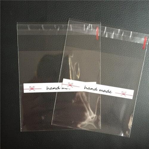 100pcs Clear Hand Made Cookie Bag Self-adhesive Plastic Cookie Bags Wedding Gift Candy Bag Christmas Cookie Packaging