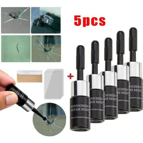5pcs/Set Universal Automotive Glass Nano Repair Fluid Car Windshield Resin Crack Tool Kit Auto Glass Repair Accessories