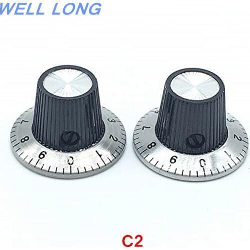 5pcs potentiometer knob C2 with dial, aluminum knob, digital knob, 29mmX 18mm, hole 6.0mm inner diameter