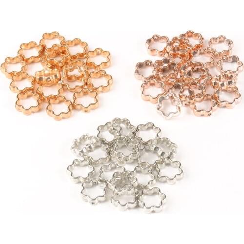 50pcs/lot Flower Shape CCB Bead Frame Spacer Beads Jump Ring Connector for Beading Earring Bracelet Necklace Jewelry Making 12mm