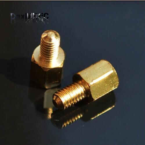 9pcs M3*4mm +4mm Brass Hex Standoff Pillar Single-head screw M3 screws wholesale NEW lots of 9 pcs