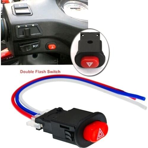 1/2pcs Motorcycle Hazard Light Switch Double Warning Flasher Emergency Signal W/3 Wires Lock