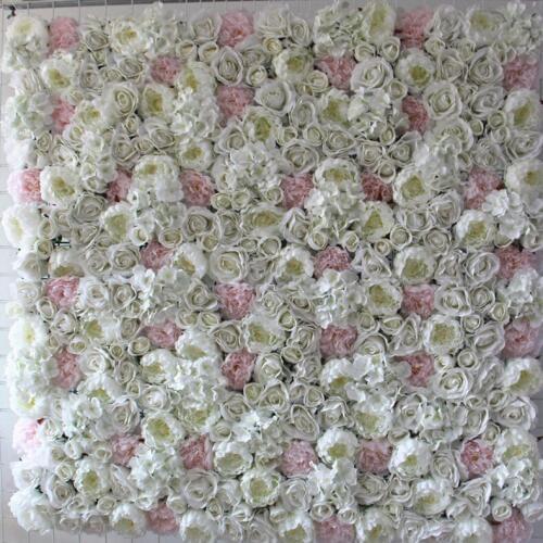 White Color dense rose Peony flower backdrop flower pillar photography props shop hotel flower wall Wedding Supply