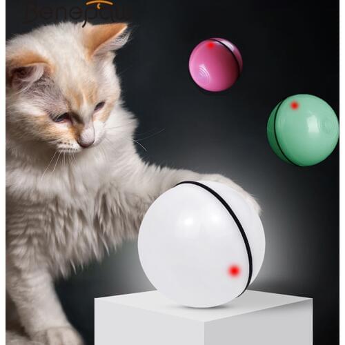 Benepaw Smart 360 Degree Self Rotating Ball Nontoxic Cat Toys Interactive Pet Kitten Game Led Light USB Charging Stimulate Hunt