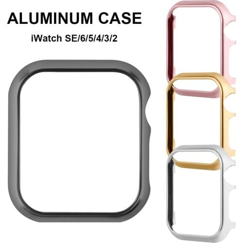 44mm Metal Case Cover for Apple Watch Series SE/6/5/4 Full Cover Bumper Protective Frame for iWatch 3 38mm Cases Black Men Women