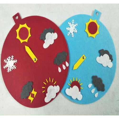 Fretty Red & Blue Weather Forecast Felt Children handmade Nonwoven Decoration DIY Felt Package 24x24cm