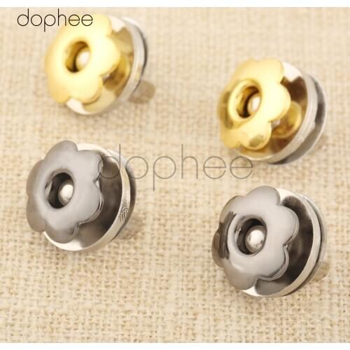Dophee 5sets 17mm Magnetic Snaps Flower-Shaped 2 Colors Buckles Buttons Press Decoration For Sewing Craft Clothing Wallet Bag