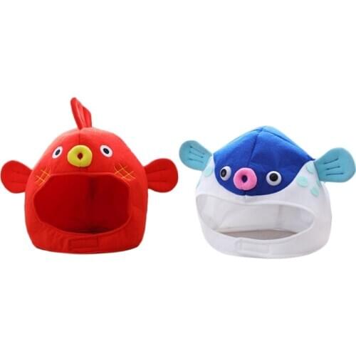 Halloween Funny Cartoon Puffer Fish Plush Hat Stuffed Toy Headgear Cosplay Props