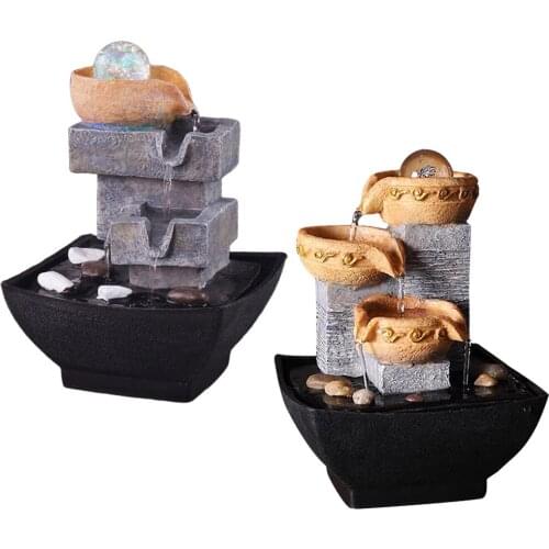 Indoor Tabletop Fountain Flowing Water Waterscape Ornaments Meditation Office Living Room Decor Crafts