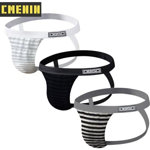 3Pcs Popular Cotton Underpants Gay Men Sexy Mans Underwear Thong Men Jockstrap Soft Mens Thongs And G strings Cueca BS3119
