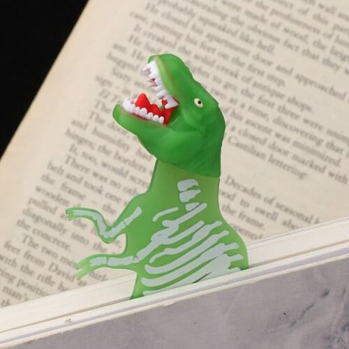 Creative 3D Stereo Luminous Dinosaur Bookmark Cute Cartoon Animal Pages Clip Book Markers School Stationery Supplies Kids Gifts