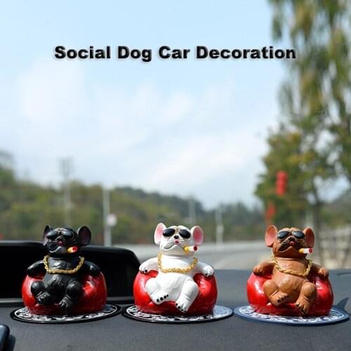 Creative Car Personality Decoration Social Bully Dog Smoking Bulldog Animal Ornaments Domineering Interior Supplies Accessories