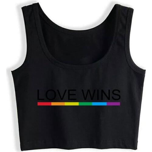 Crop Top Female LOVE WINS Humor Inscriptions Print Tops Women